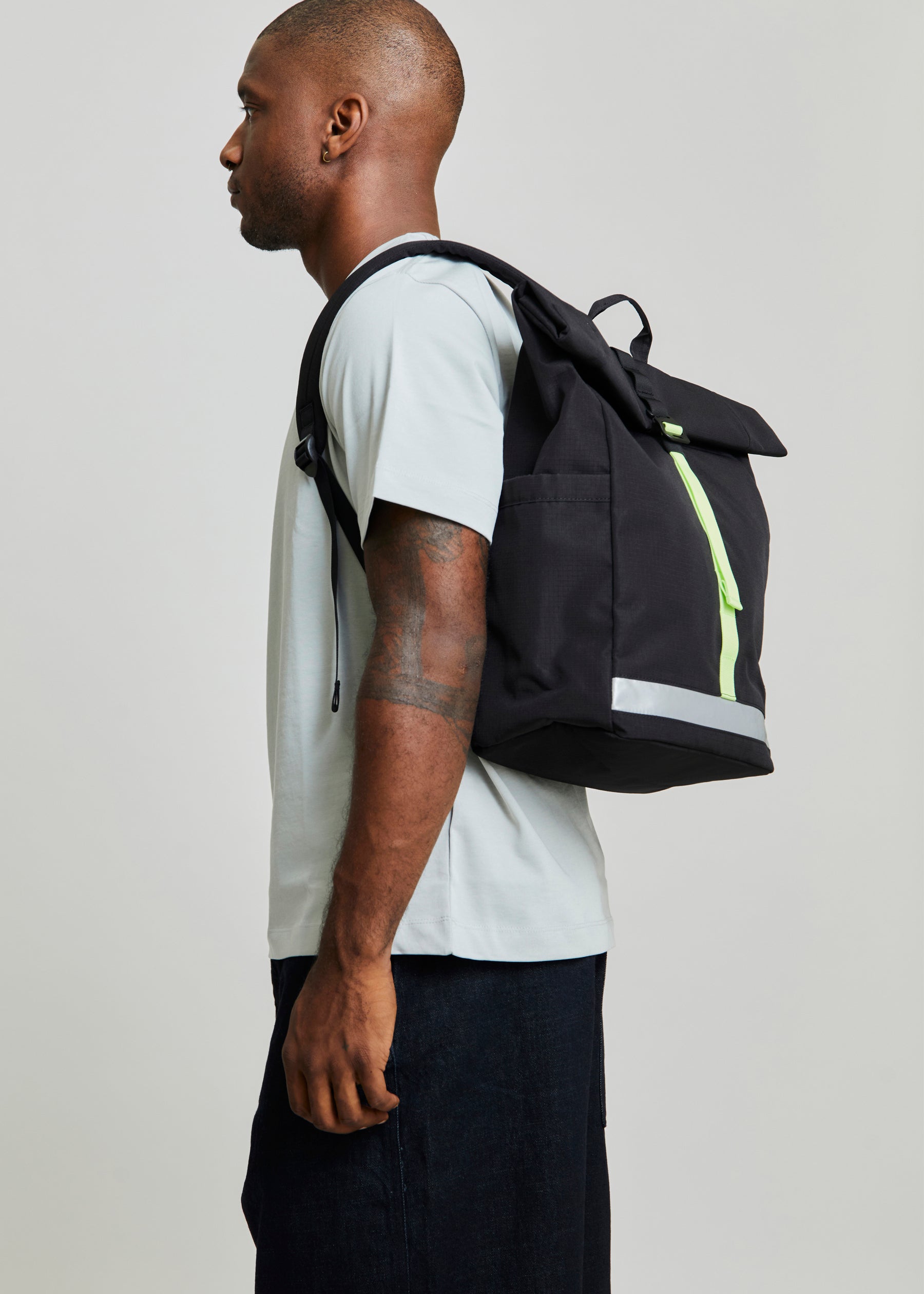 Lars Roll Backpack Black Lime - Lefrik