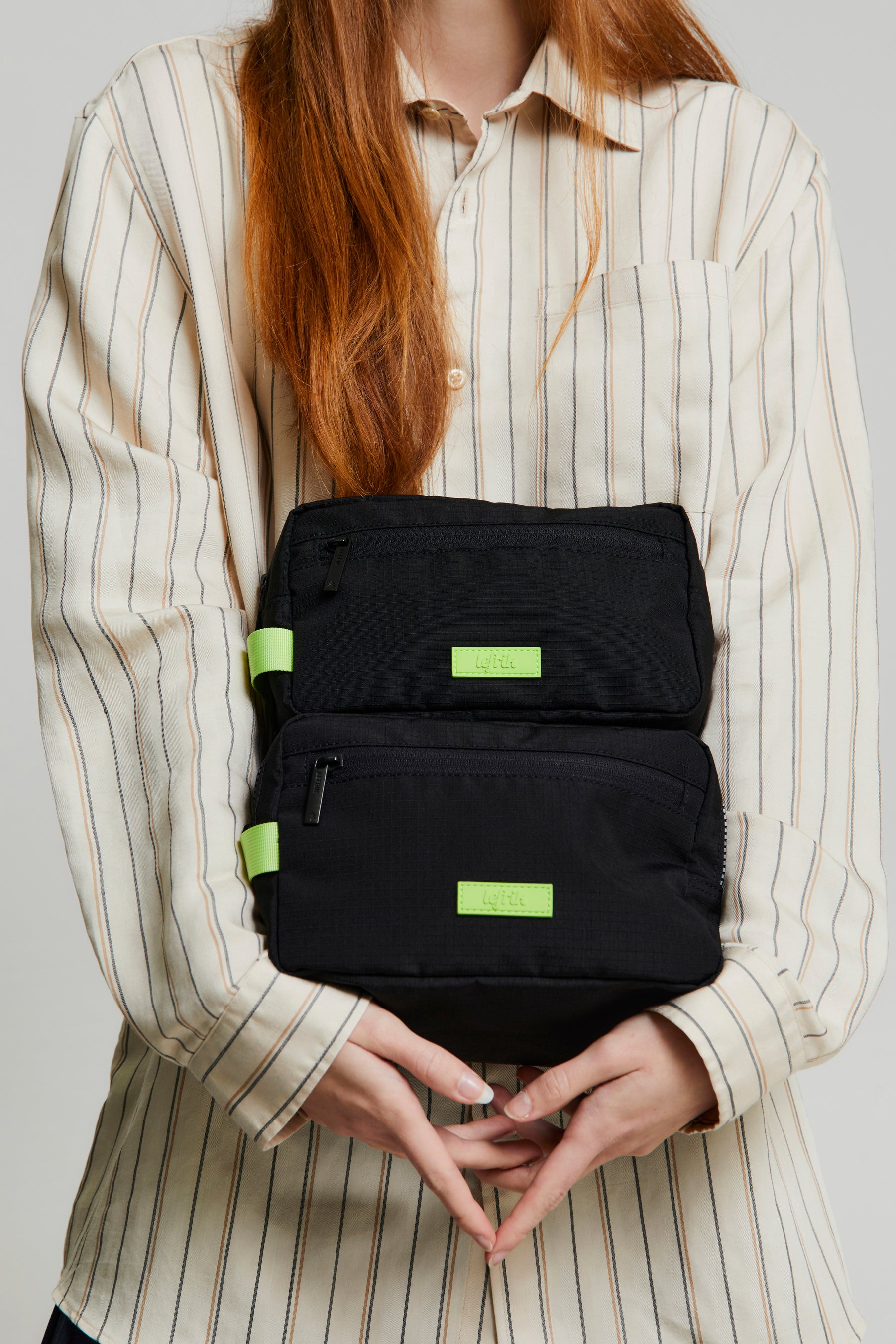 Kei Double Washbag Black Lime - Lefrik